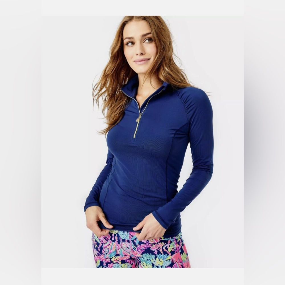 NWT Lilly Pulitzer Navy Luxletic Zip Up Justine Pullover